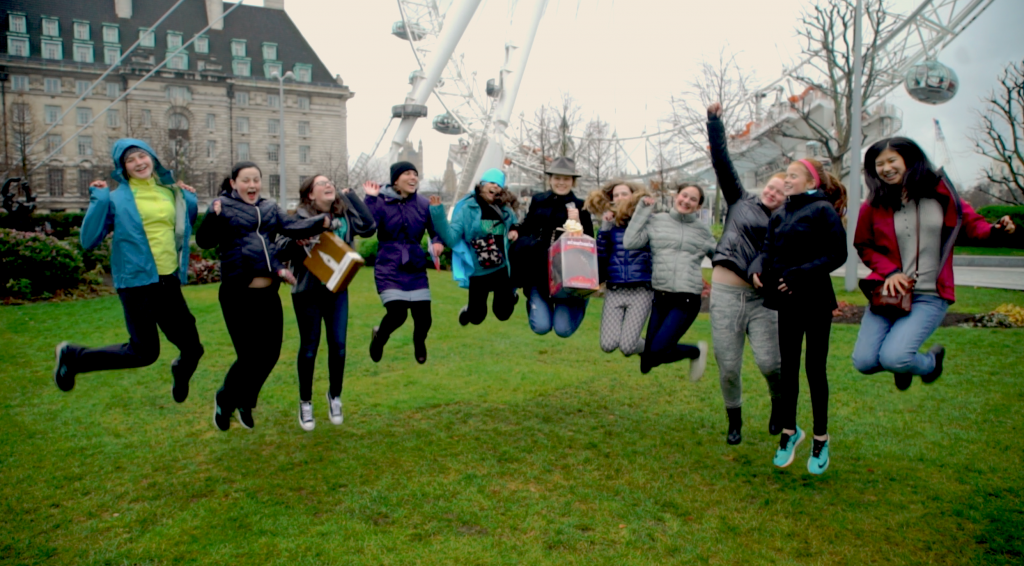 London Magical Tour's guests celebrating their Easter Egg Hunt victory at the London Eye 