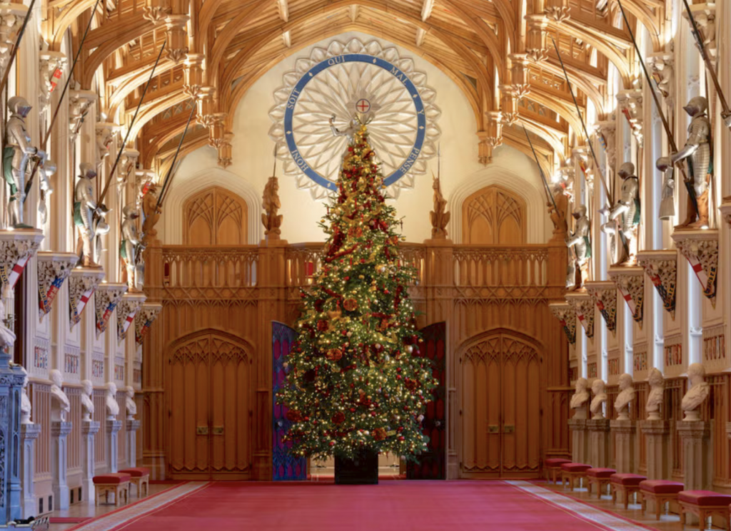 The majestic Christmas tree at St George's Hall, Windsor Castle