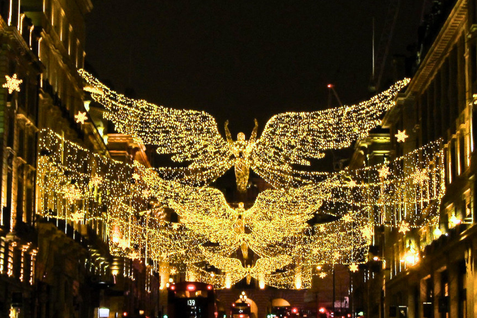 The famous Christmas lights on Regent Street.