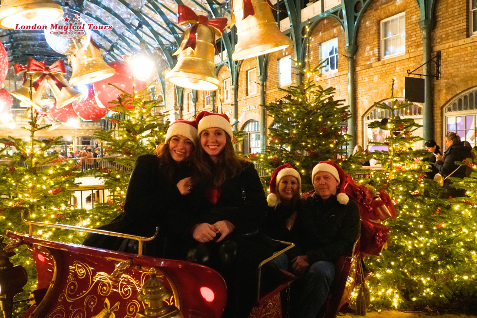 Taking in London’s beautiful Christmas displays during their private tour.