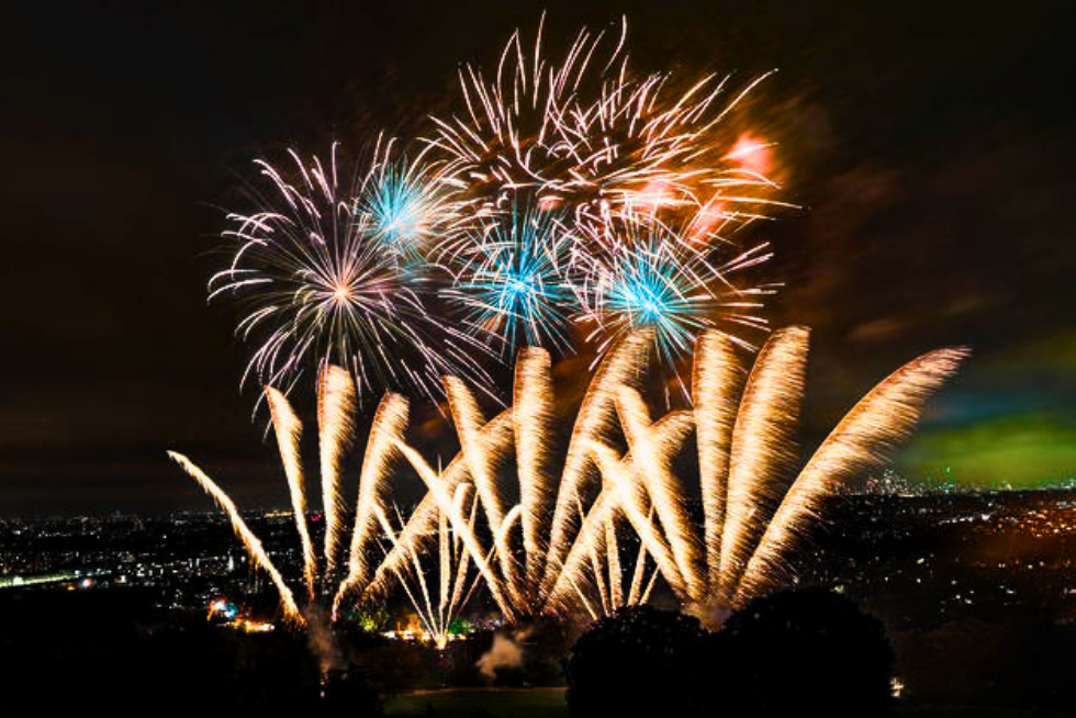 Celebrate Bonfire Night in London with spectacular fireworks lighting up the night sky.