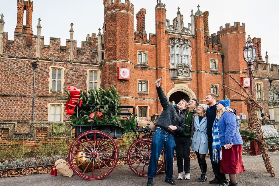 Hampton Court Palace decorated for the festive season.