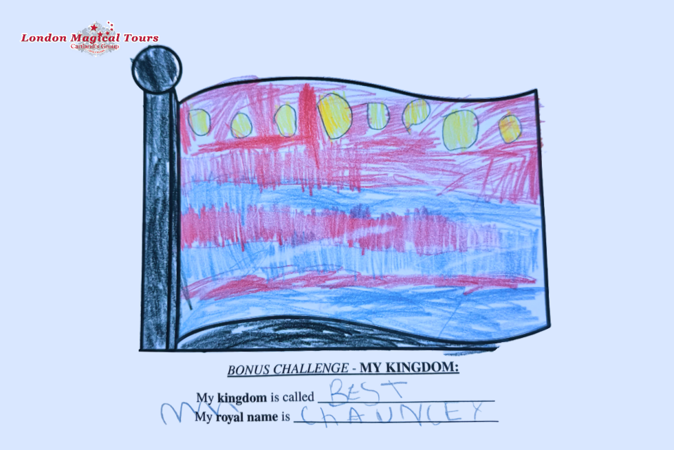 Another creative royal flag design featuring a personalised kingdom and royal name.
